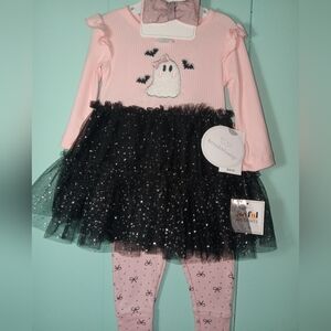 Koala Kids Pink and Black Halloween Ghost Outfit